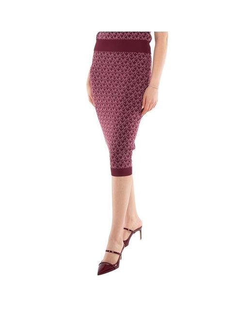 Michael Kors Red Logo Jacquard High-Waisted Skirt