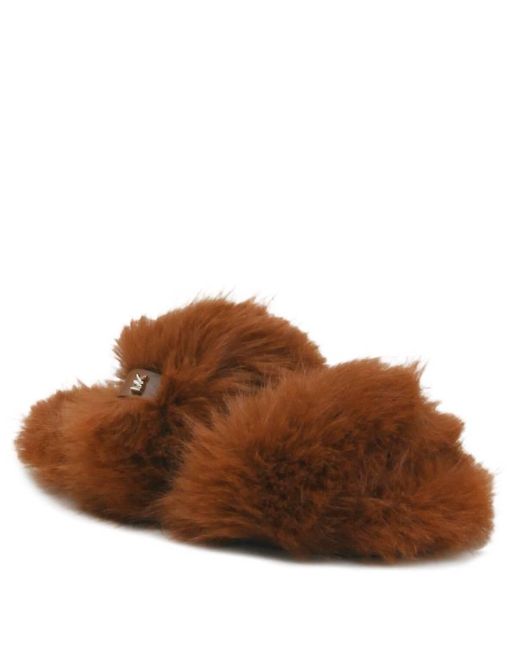 Michael Kors Brown Faux Fur Tula Slides, Brand Us