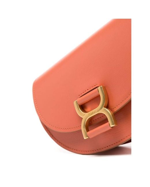 Chloé Orange Marcie Mini Flap Leather Crossbody
