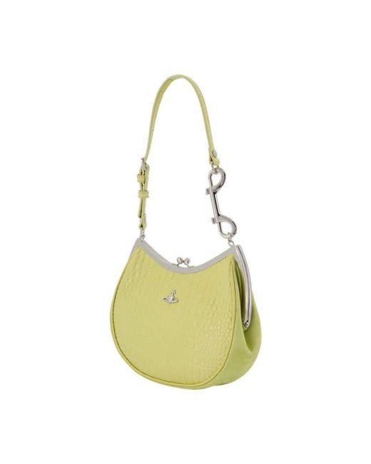 Vivienne Westwood Green Croc-Embossed Calfskin Shoulder Bag
