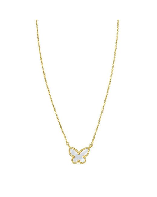 Tresorra Metallic 14K Primavera Mop Butterfly Necklace