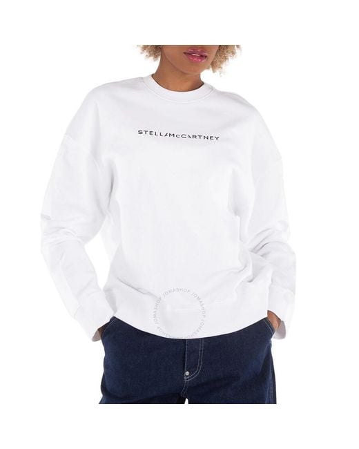 Stella McCartney White Logo-Print Crew Neck Cotton Sweatshirt