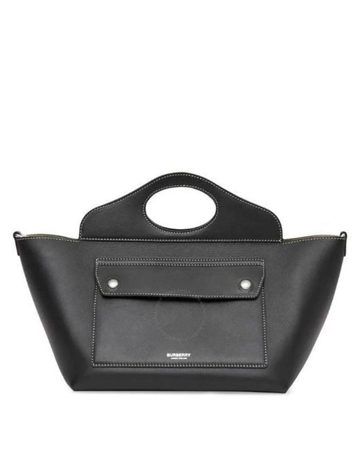 Burberry Black Mini Leather Soft Pocket Tote Bag