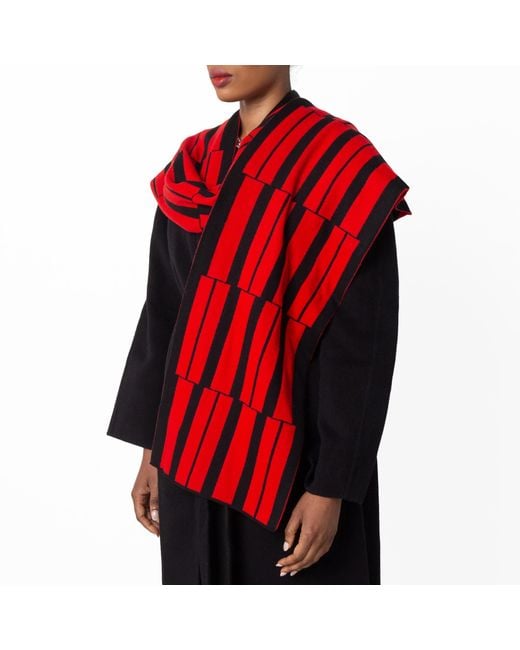 Ferragamo Red Piano Print Cashmere-Blend Scarf for men