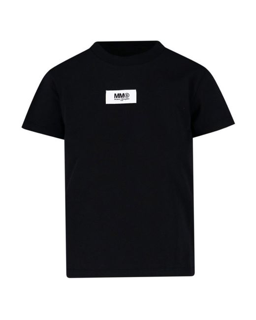 MM6 by Maison Martin Margiela Black Mm6 Logo-print Cotton T-shirt