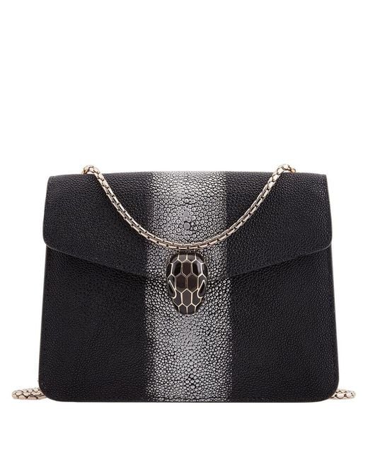 BVLGARI Black Stingray And Leather Serpenti Forever Crossbody