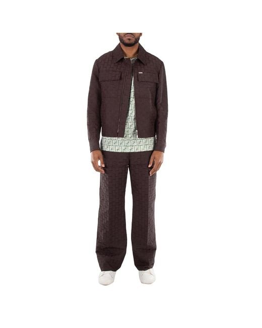 Ferragamo Black Ferragamo Straight Leg Monogram Pattern Trousers for men