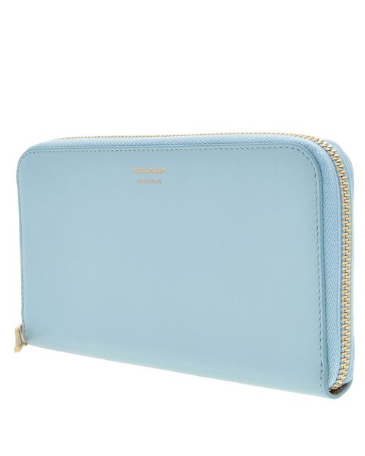 Ferragamo Blue Logo-Stamp Calf Leather Wallet for men