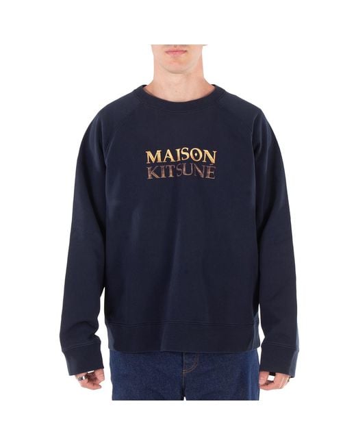 Maison Kitsuné Blue Gradient Logo Oversized Sweatshirt for men