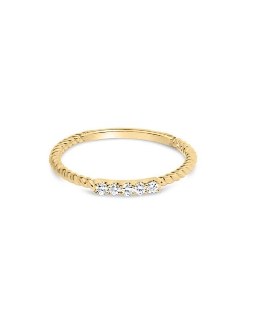 Haus of Brilliance Metallic 10K 1/10 Cttw Diamond 5 Stone Braided Shank Band Ring (I-J Color, I2-I3 Clarity)