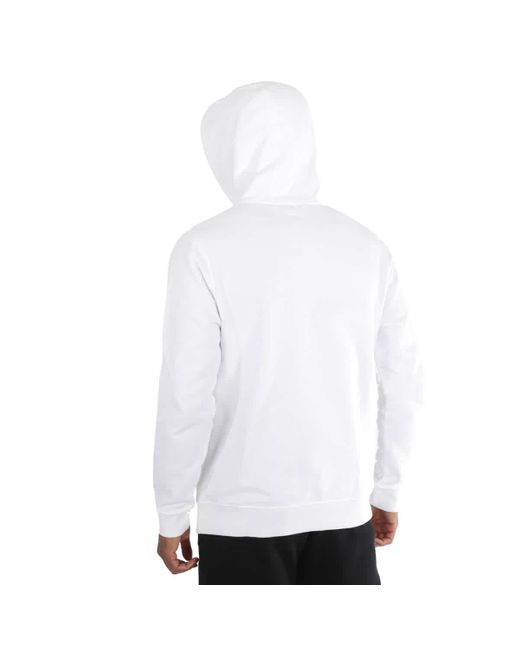 Burberry White Globe Graphic Cut-out Sleeve Hoodie for men