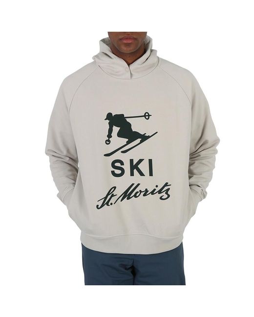 Bally Gray Birch Ski St. Moritz Diagonal Fleece Hoodie for men