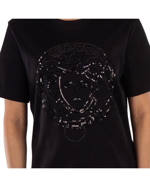 Versace Black Medusa Motif Cotton T-Shirt, Brand Size 40 (Us