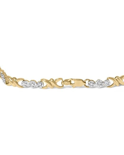 Haus of Brilliance Metallic 10K 1/3 Cttw Diamond 3 Stone And X-Link Bracelet (I-J Color, I1-I2 Clarity)