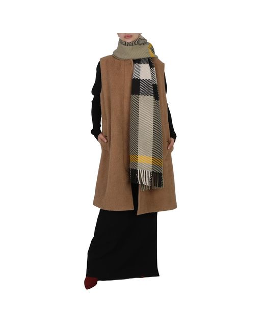 Burberry Green Hunter Check-Pattern Wool Scarf