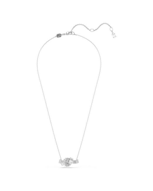 Swarovski Metallic Matrix Rhodium Plated Baguette Cut Necklace for men
