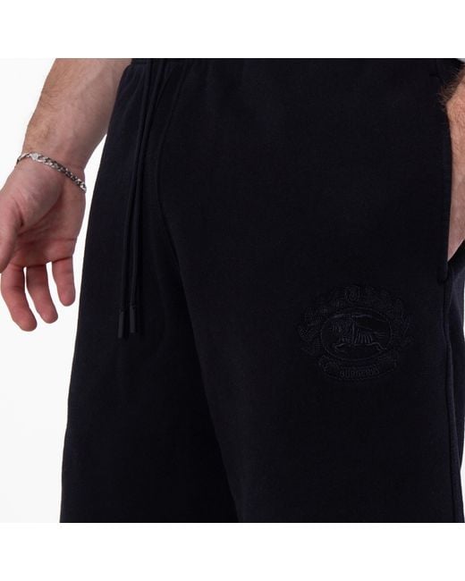 Burberry Black Ekd Embroidered Cotton Shorts for men