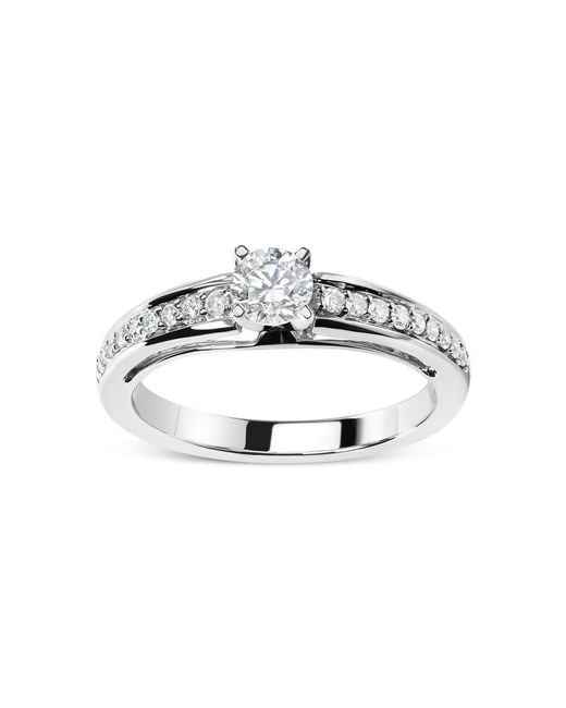 Haus of Brilliance Metallic 14K 1/2 Cttw Diamond Solitaire Pave Set Engagement Ring
