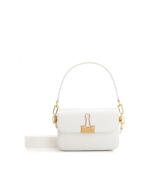 Off-White c/o Virgil Abloh White Plain Binder Small Leather Shoulder Bag