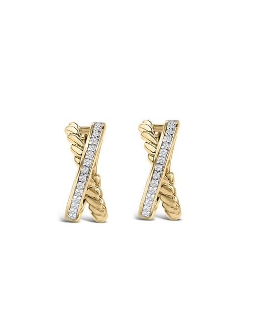 Haus of Brilliance Metallic 14K Plated Sterling 1/5 Cttw Diamond Twisted Design Hoop Earrings