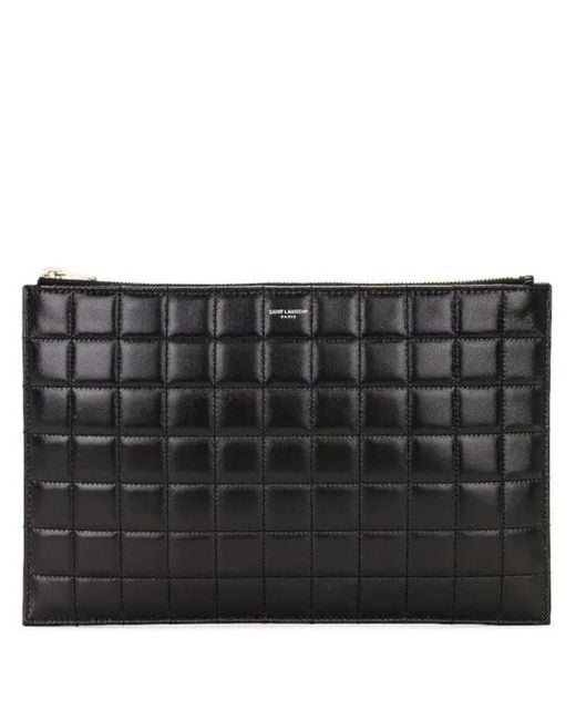 Saint Laurent Black Quilted Leather Tablet Pouch