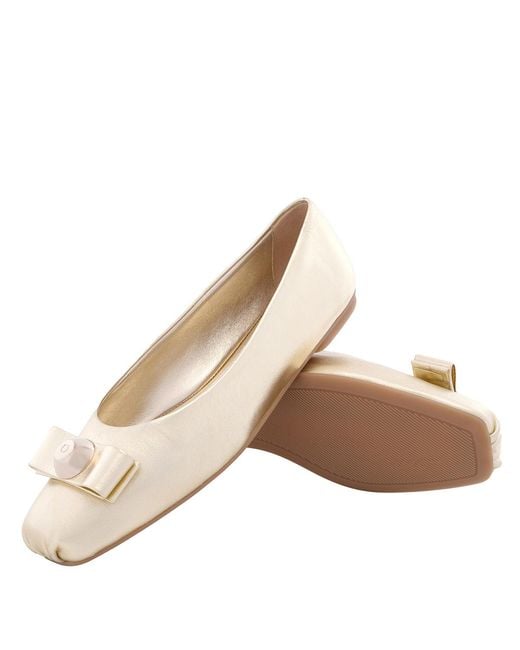 Ferragamo Metallic Pina Leather Ballet Flat