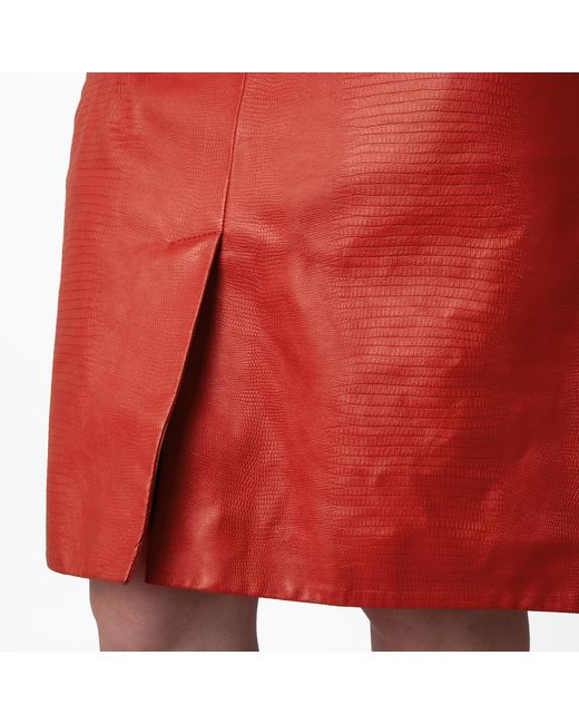 Bally Pink River Leather Midi Skirt, Brand Size 40 Us