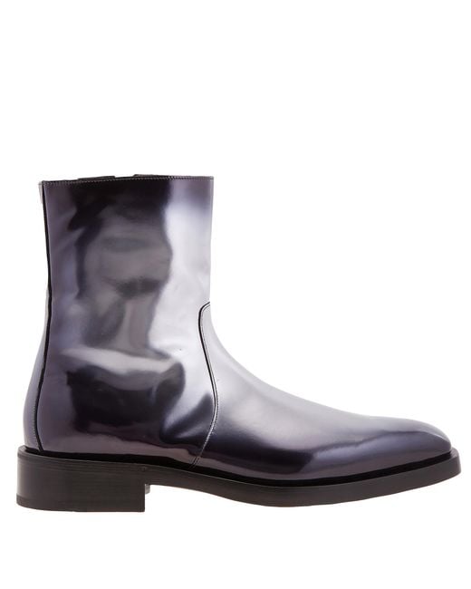 Ferragamo Blue Gerald Leather Ankle Boots for men