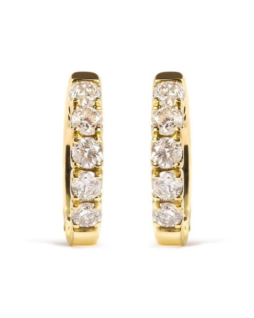 Haus of Brilliance Metallic 10K 1/2 Cttw Round-Cut Diamond Hoop Earrings