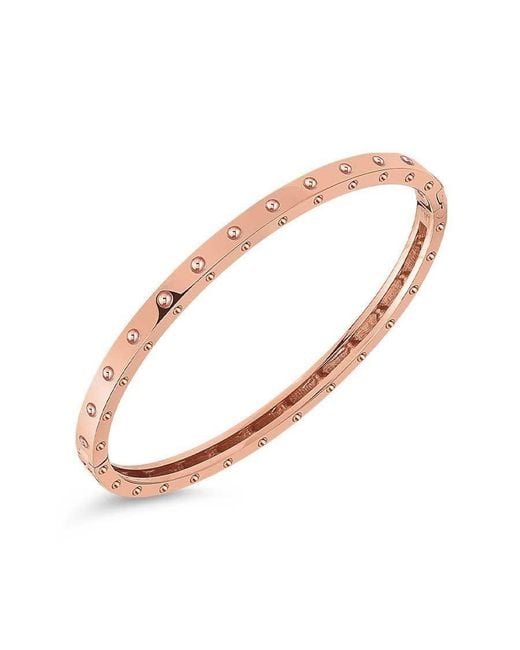 Roberto Coin Metallic 18k Rose Gold Symphony Pois Moi Dimpled Bangle Bracelet for men