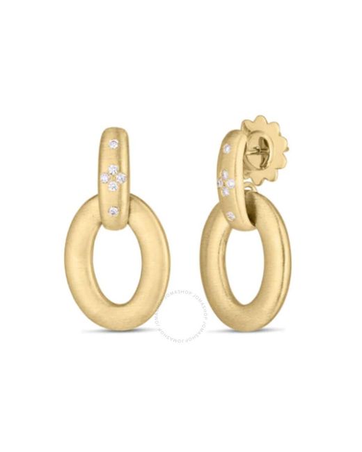 Roberto Coin Metallic 18k Yellow Duchessa Diamond Accent Satin Doorknocker Earrings