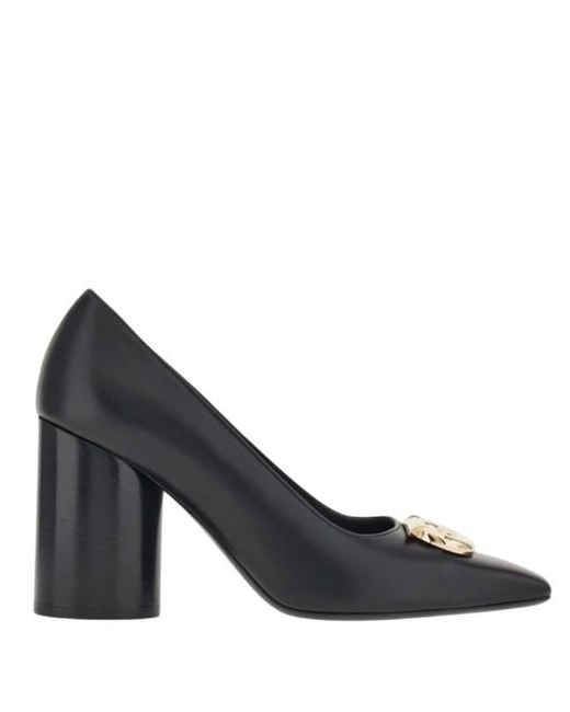 Ferragamo Blue Pania Pump With Bejeweled Gancini Ornament