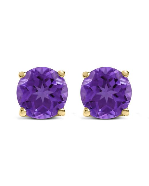 Haus of Brilliance Purple 14K 5X5Mm Round Amethyst Solitaire Stud Earrings