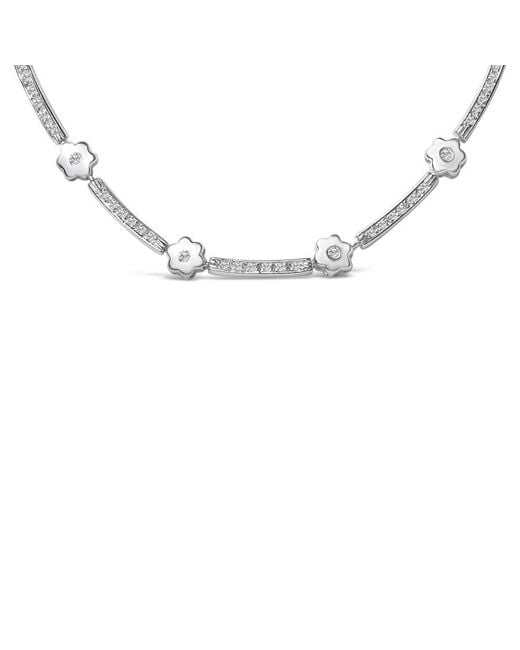 Haus of Brilliance Metallic 14K 1.0 Cttw Diamond Flower And Bar Station Necklace