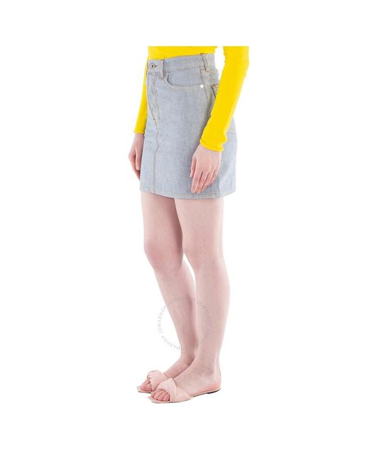 Burberry Blue Ekd Jacquard Denim Skirt, Brand Size 4 (Us