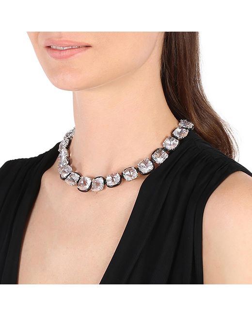 Swarovski Metallic Ladies Harmonia Cushion Cut Crystal Choker