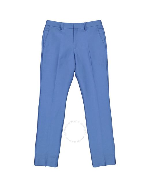 Burberry Blue Mohair Wool Classic Fit Tailored Trousers for men