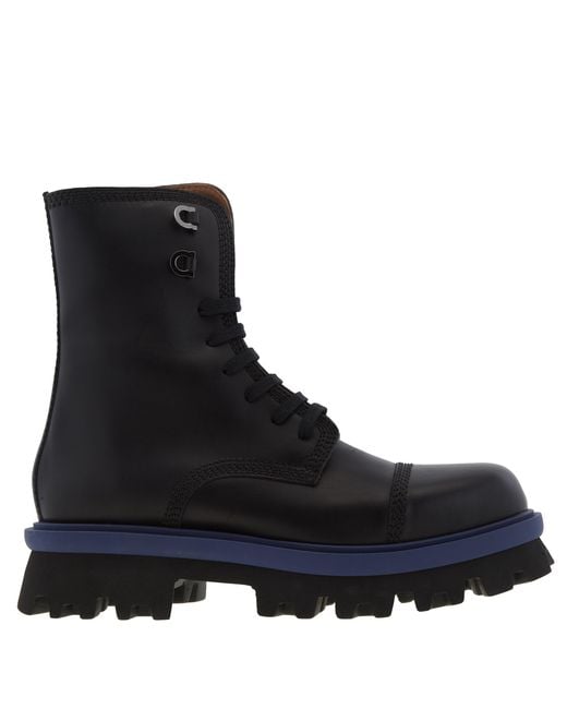 Ferragamo Black Ferragamo Faraway Chunky Combat Boots, Size 9 E for men