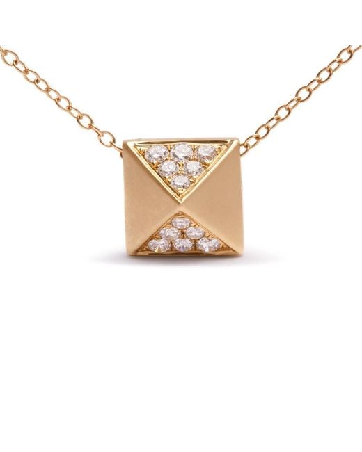 Haus of Brilliance Metallic 14K 1/4 Cttw Diamond Matte Finished Pyramid Pendant Necklace