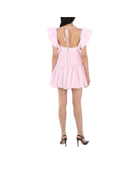 Area Pink Crystal Trim Poplin Mini Dress