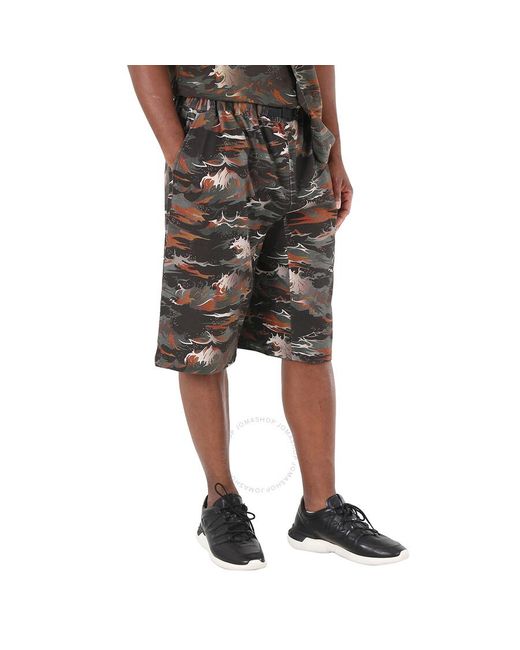 White Mountaineering Black Graphic-print Wide-leg Shorts for men