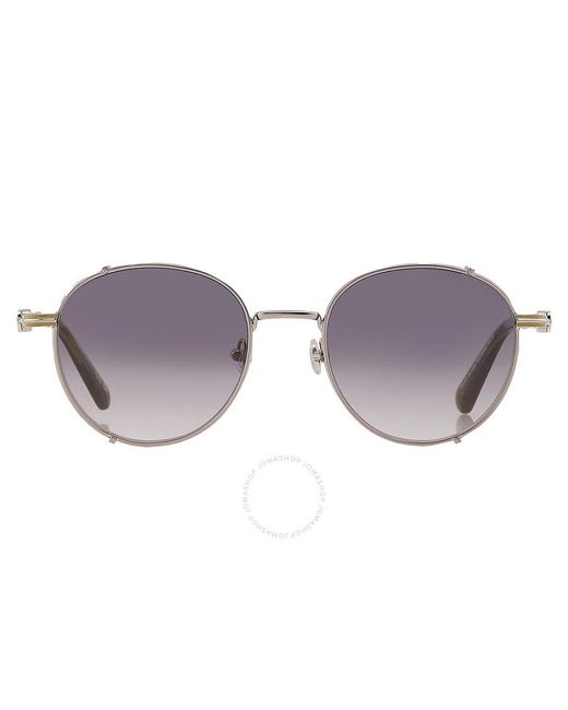 Moncler Purple Owlet Grey Mirror Round Sunglasses Ml0286 14q 50