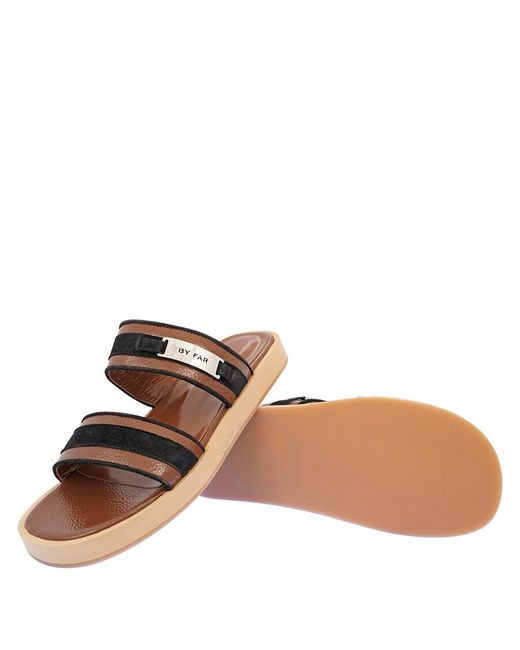 By Far Brown Tabacco Leather Slippers
