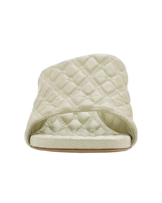 Burberry White Leather Quilted Heeled Mules, Brand Size 38.5 Us