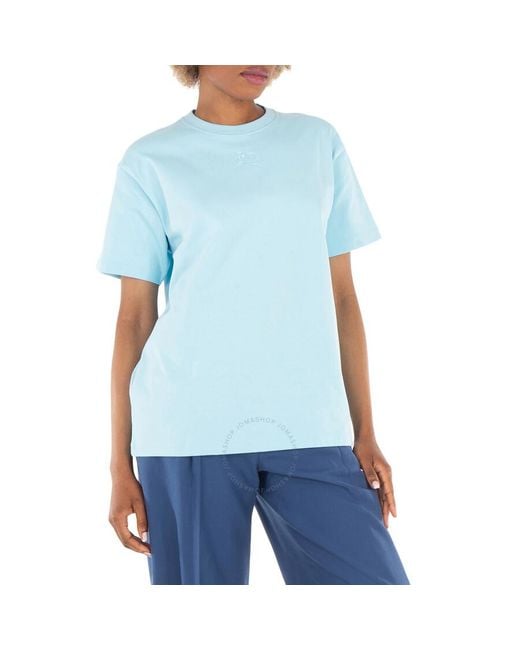 Burberry Blue Carrick Ekd Print Cotton Oversized T-Shirt