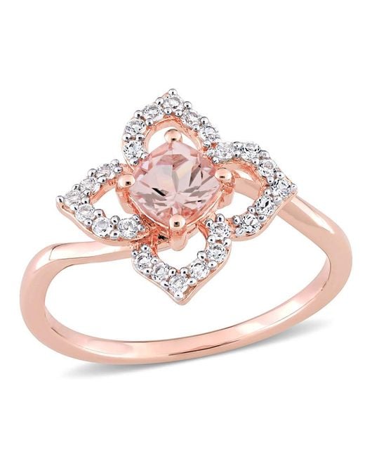 Amour Pink 4/5 Ct Tgw Morganite And Topaz Floral Ring for men