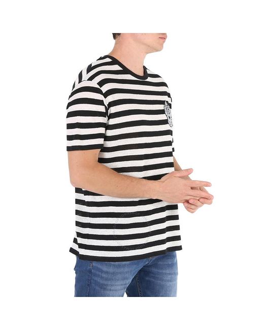 Balmain Black Sailor Striped Jersey T-shirt for men