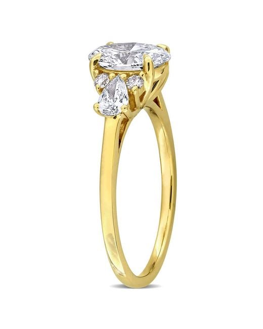 Created Forever Metallic 1 3/4Ct Tw Multi-Shaped Lab-Grown Diamond Ring With Side Stones