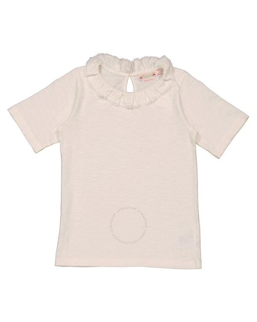 Bonpoint Natural Girls Ecru Clea Box-pleat Cotton T-shirt