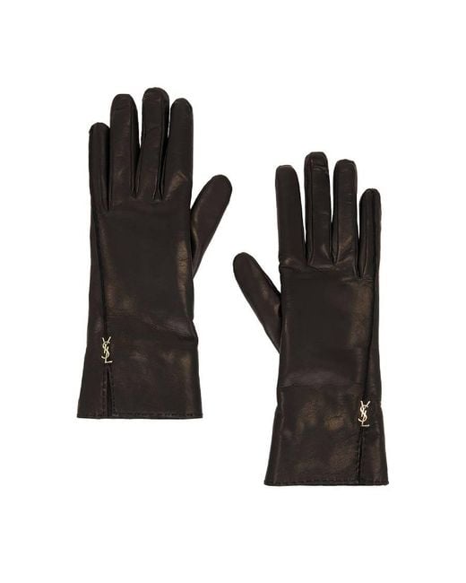 Saint Laurent Black Leather Gloves